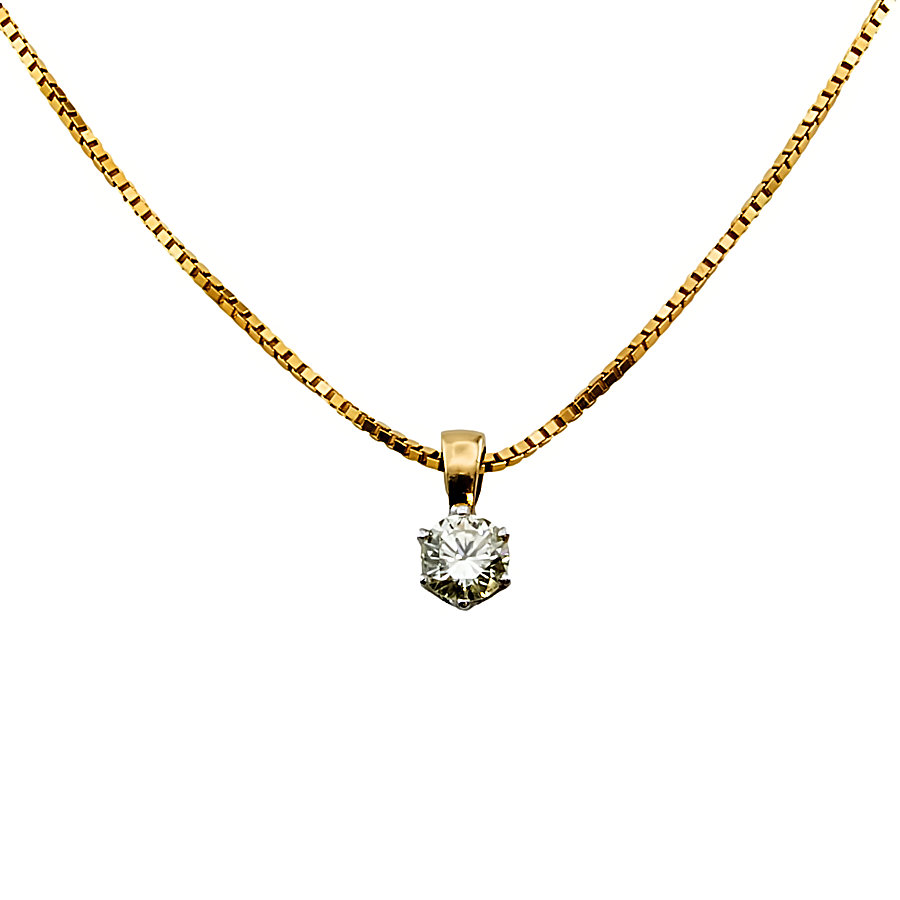 14ct Gold Diamond 0.25cts Pendant with Chain